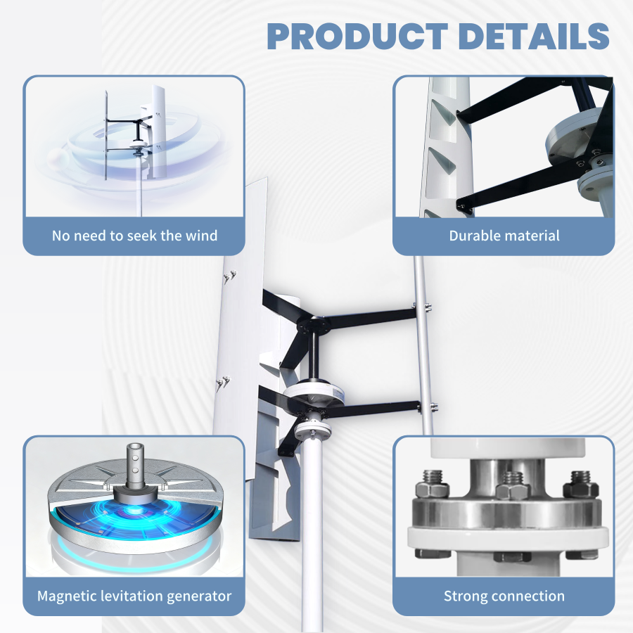 FLTXNY FH Series Wind Turbines 800W 1000W 1500W Vertical Axis Wind Turbine Generator 12V 24V 48V for Home Use Low Wind Start-up