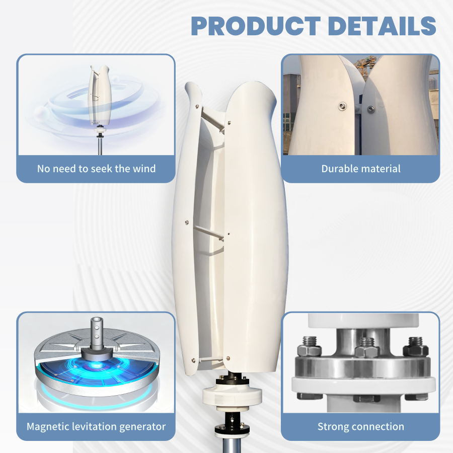 FLTXNY Tulip Series Wind Turbines 800W 1000W 2000W Vertical Axis Wind Turbine Generator 12V 24V 48V for Home Use Low Wind Start-up