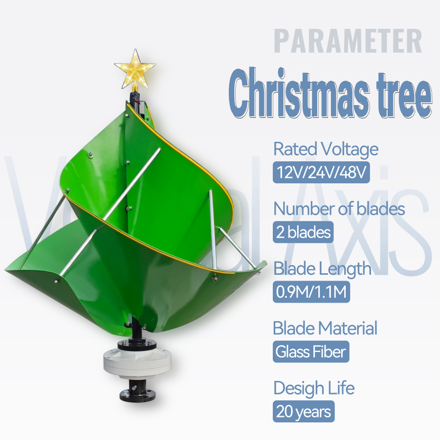 FLTXNY F-Christmas-Tree Series Wind Turbines 600W 1000W Vertical Axis Wind Turbine Generator 12V 24V 48V for Home Use Low Wind Start-up