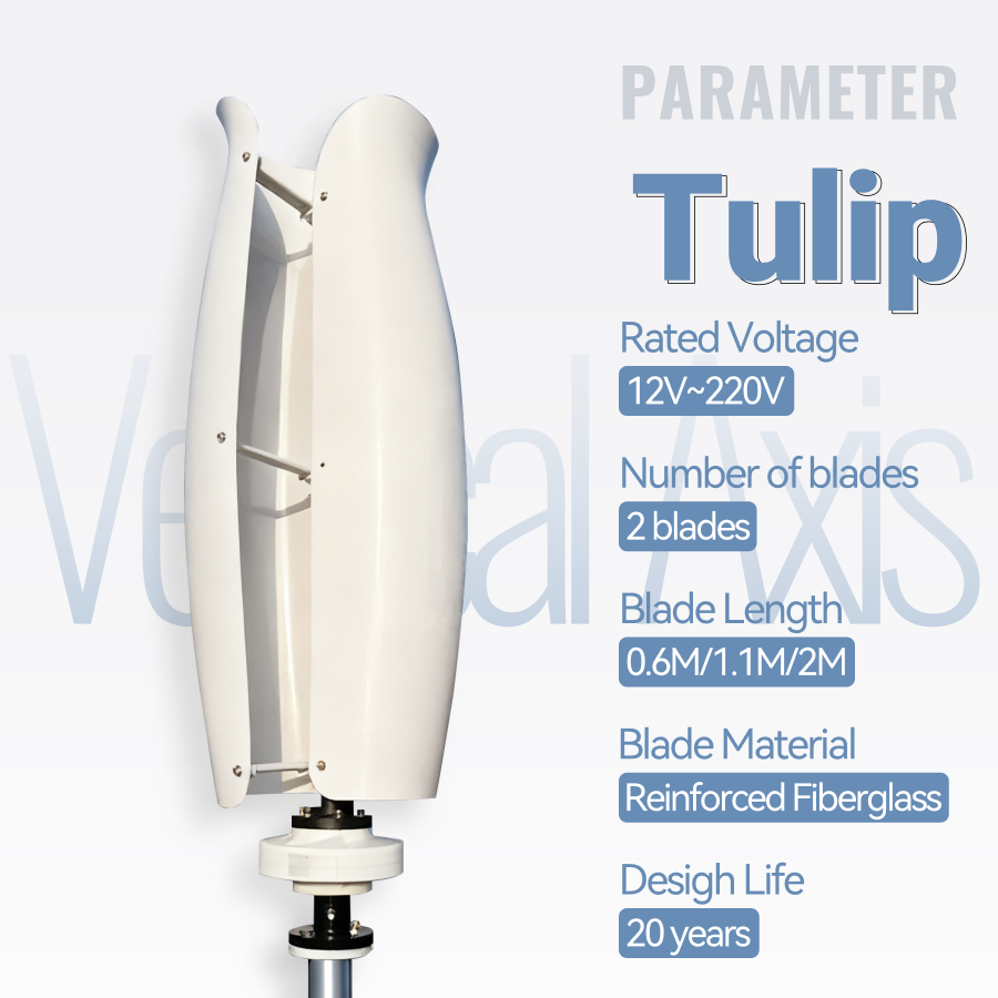 FLTXNY Tulip Series Wind Turbines 800W 1000W 2000W Vertical Axis Wind Turbine Generator 12V 24V 48V for Home Use Low Wind Start-up