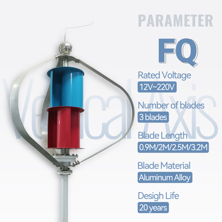 FLTXNY FQ Series Wind Turbines 400W 600W 1000W Vertical Axis Wind Turbine Generator 12V 24V 48V for Home Use Low Wind Start-up