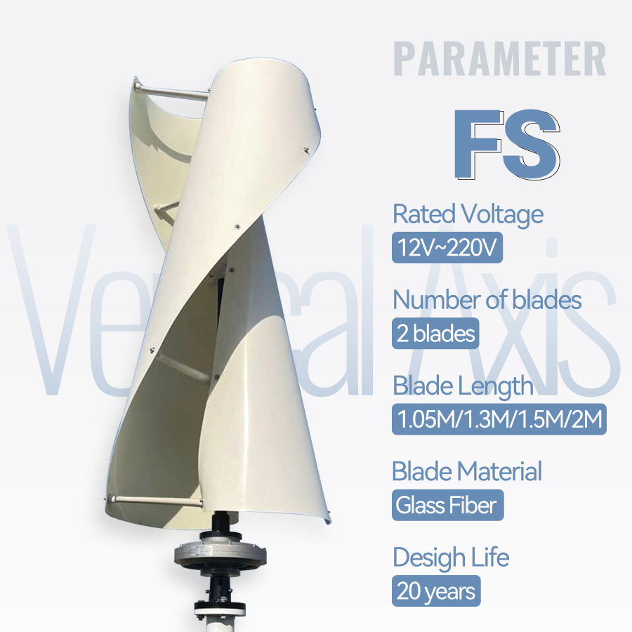 FLTXNY FS 800W 1000W 2000W 3000W Vertical Axis Wind Turbine Generator 24V 48v 96v for Home Use High Efficiency Low RPM