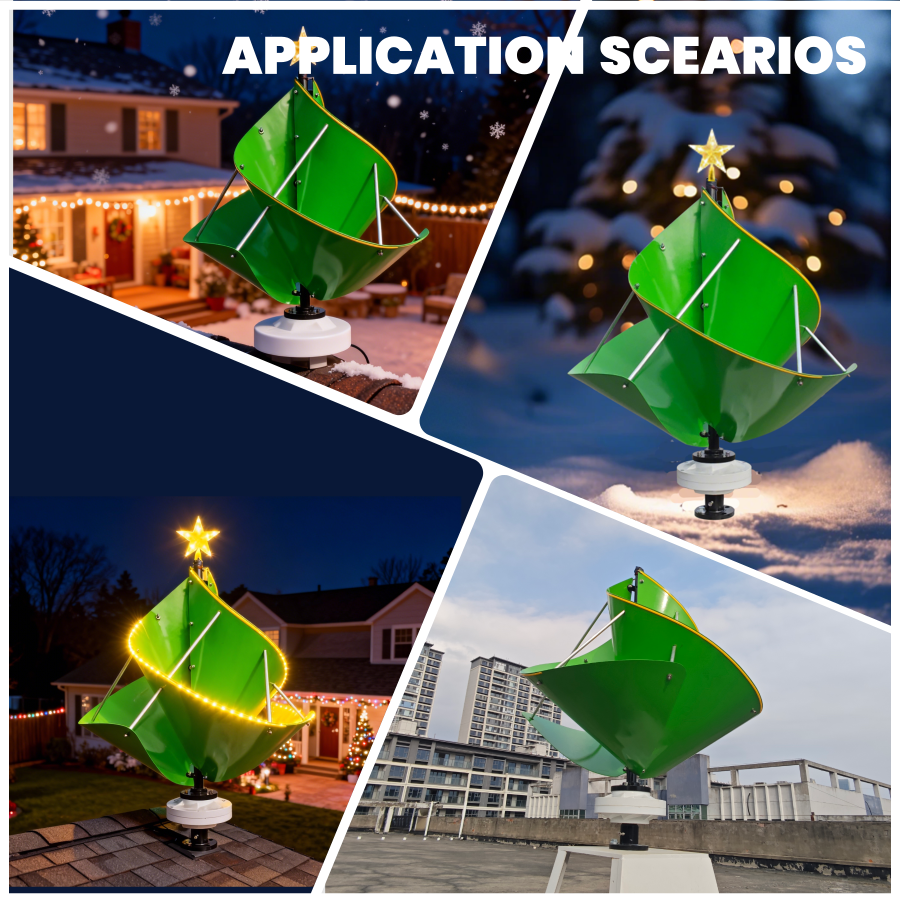 FLTXNY F-Christmas-Tree Series Wind Turbines 600W 1000W Vertical Axis Wind Turbine Generator 12V 24V 48V for Home Use Low Wind Start-up