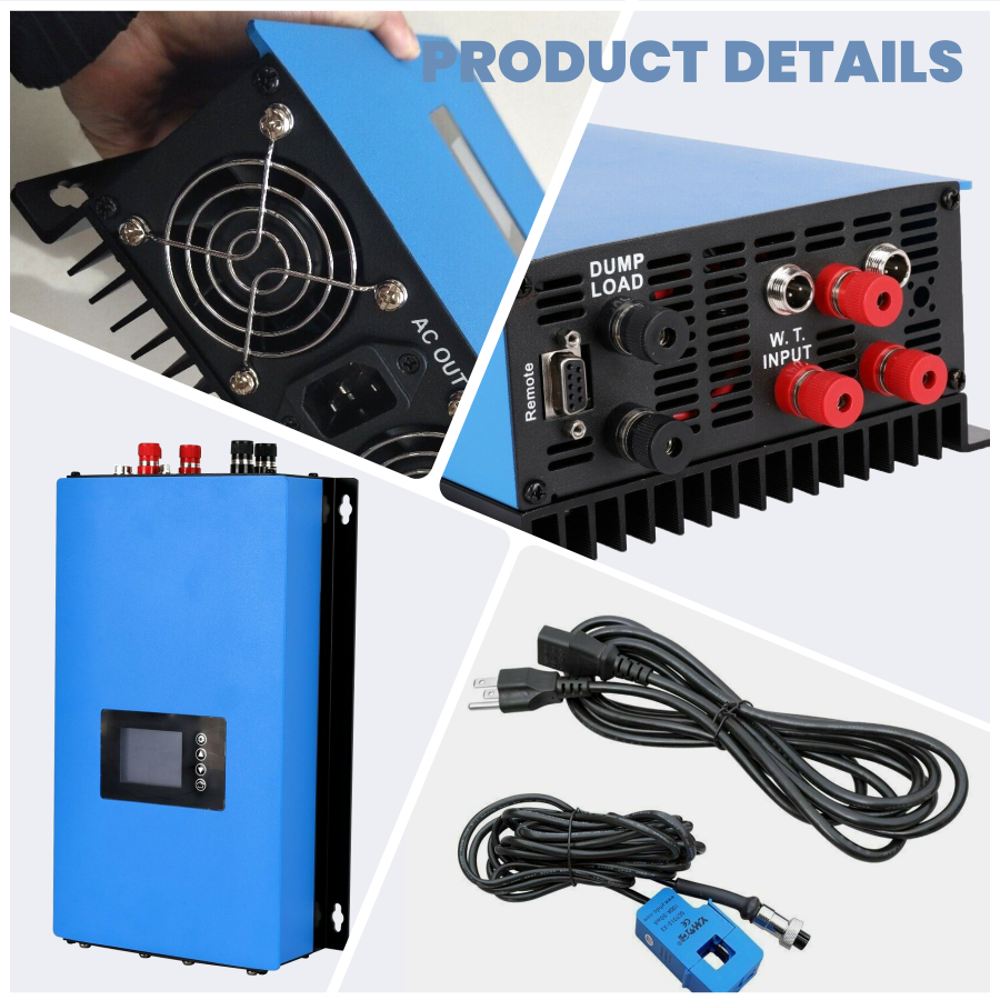 2000W 1000W 48V 96V High-Efficiency Pure Sine Wave Grid-Tie Inverter for Wind Turbines | EU & US Standards | All-in-One Control System