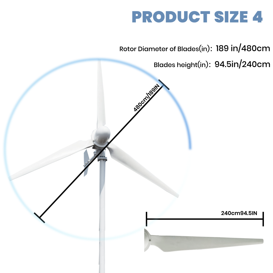 FLTXNY Horizontal Axis 3000W 5000W 10000W Wind Turbine Generator 24V 48V 96V 110V 120V 220V 240Vfor Home Use Low Wind Start-up High-efficiency Wind Turbine Suitable For On-Grid System  Off-Grid System