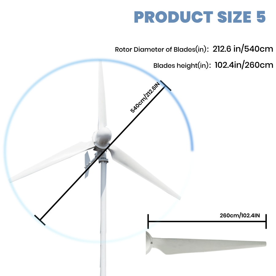 FLTXNY Horizontal Axis 3000W 5000W 10000W Wind Turbine Generator 24V 48V 96V 110V 120V 220V 240Vfor Home Use Low Wind Start-up High-efficiency Wind Turbine Suitable For On-Grid System  Off-Grid System