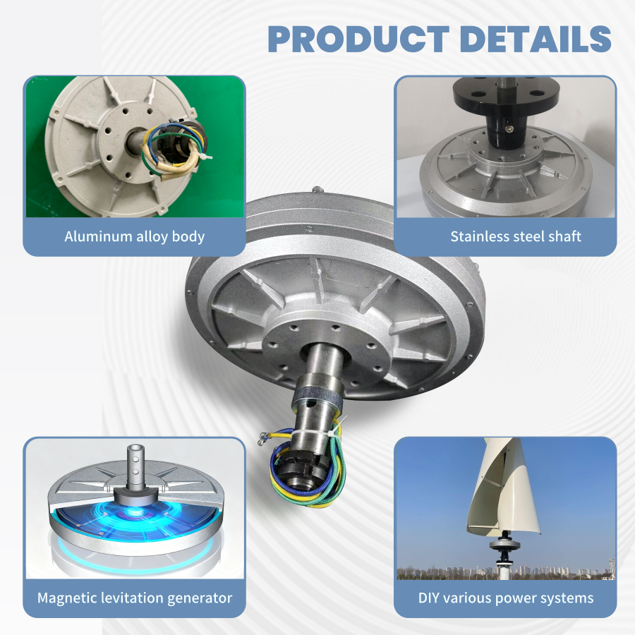 FLTXNY 260 Magnetic Levitation Generator 800W/1000W/2000W 12V/24V/48V, Maintenance-Free Portable Motor for DIY Wind/Water/Hand/ Pedal Power Generation, Outdoor Use, Optional Base