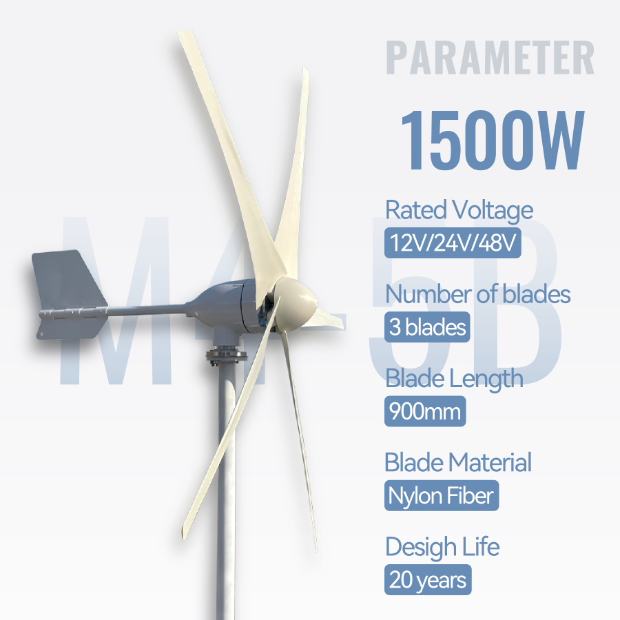 FLTXNY Horizontal Axis 1500W Wind Turbine Generator 12V 24V 48V for Home Use Low Wind Start-up Suitable For Off Grid Systems