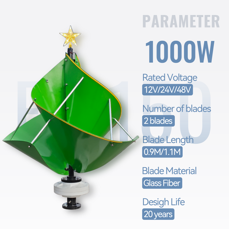 FLTXNY F-Christmas-Tree Series Wind Turbines 600W 1000W Vertical Axis Wind Turbine Generator 12V 24V 48V for Home Use Low Wind Start-up