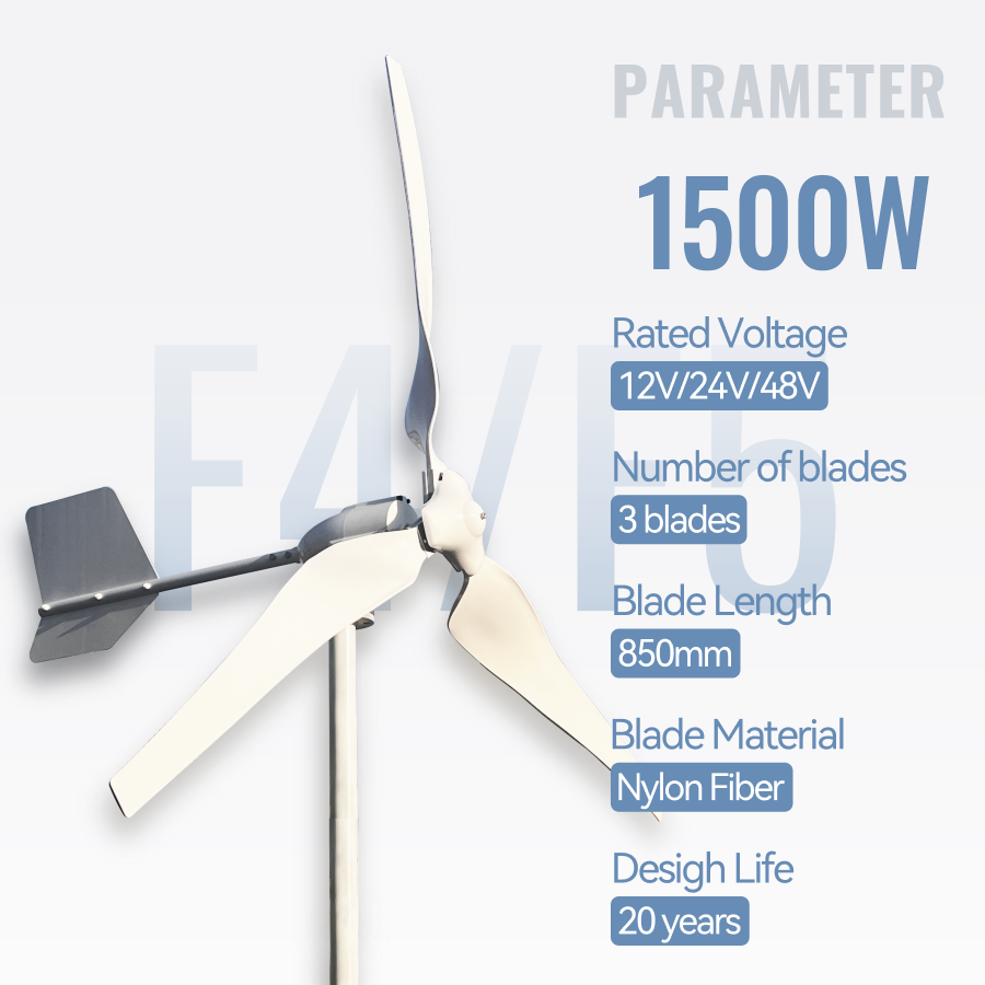 FLTXNY Horizontal Axis 1500W Wind Turbine Generator 12V 24V 48V for Home Use Low Wind Start-up