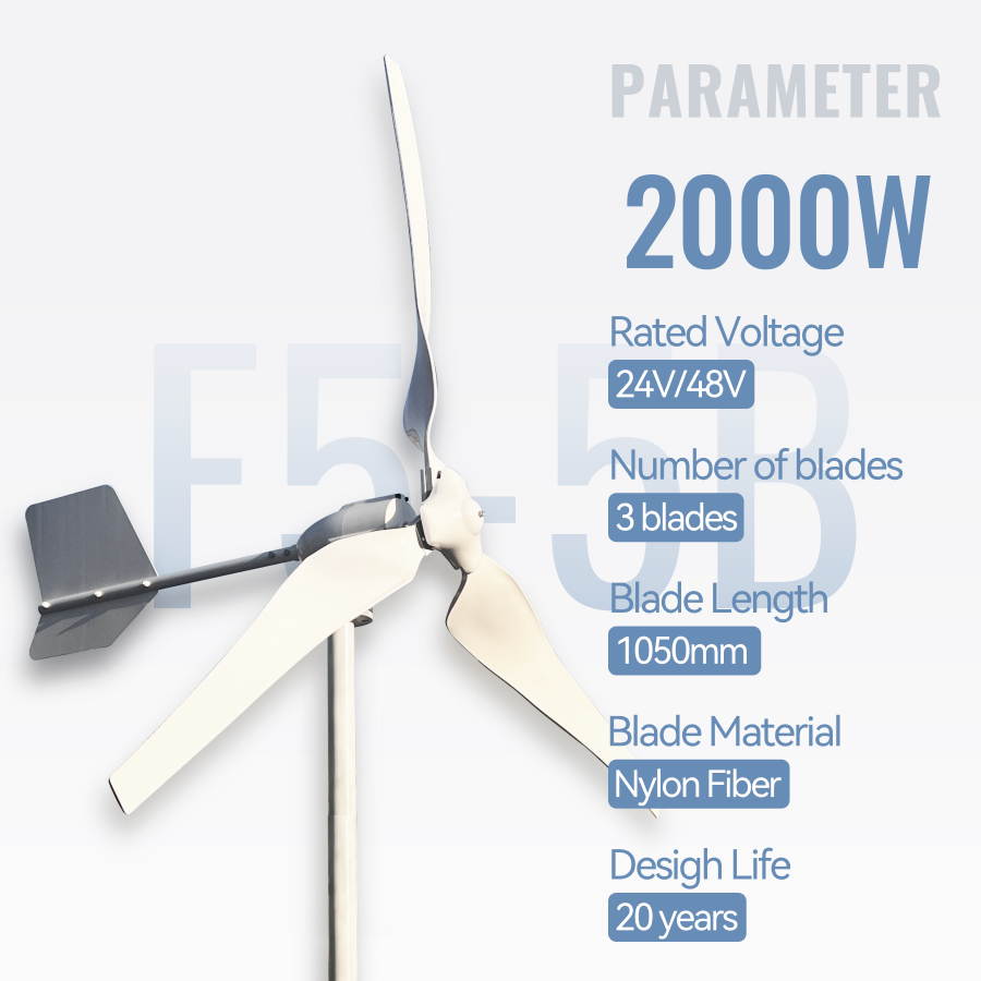 FLTXNY Horizontal Axis 2000W Wind Turbine Generator 24V 48V for Home Use Low Wind Start-up High-efficiency Wind Turbine Suitable For On-Grid System  Off-Grid System