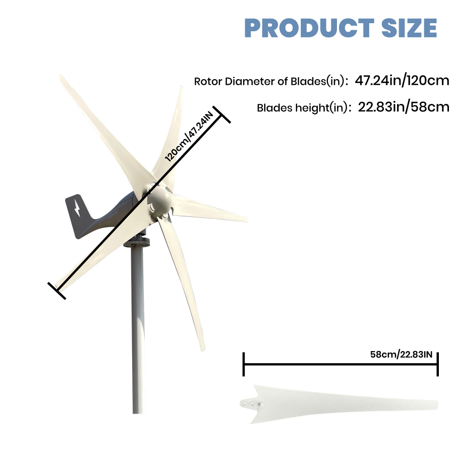 FLTXNY Horizontal Axis 600W 800W 1000W Wind Turbine Generator 12V 24V 48V for Home Use Low Wind Start-up Three phase AC 5-blade Wind Turbine Generator