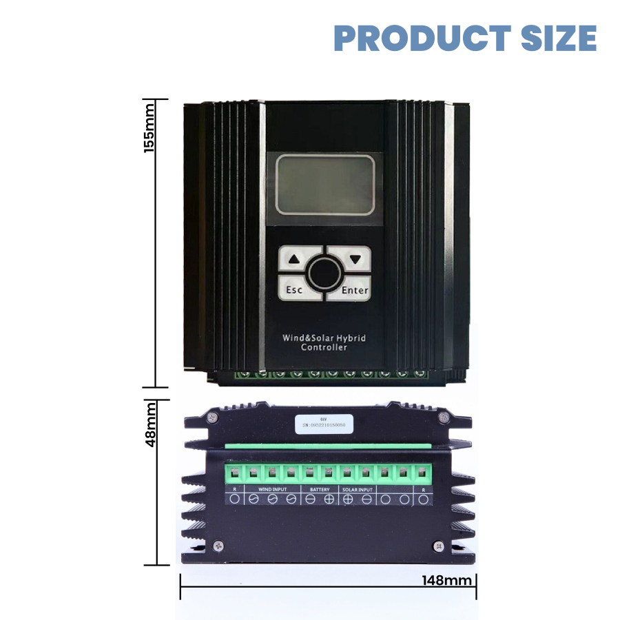 3000W 2000W 1000W 12V/24V 48V MPPT Hybrid Laderegler Windturbine Solar Modul Controller